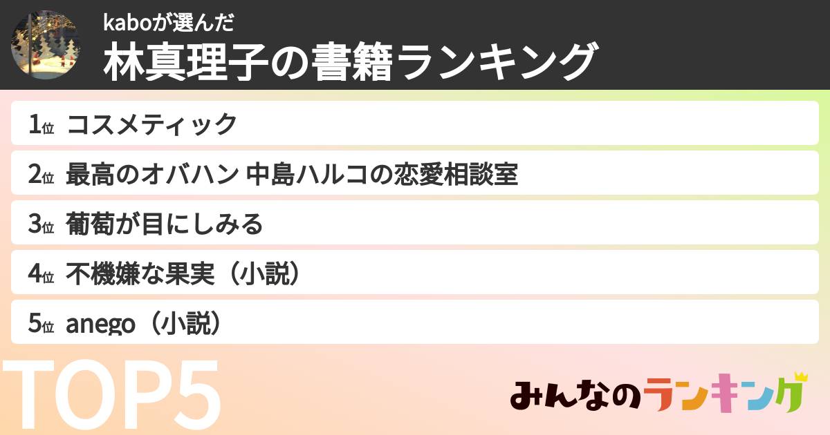 kaboさんの「林真理子の書籍ランキング」