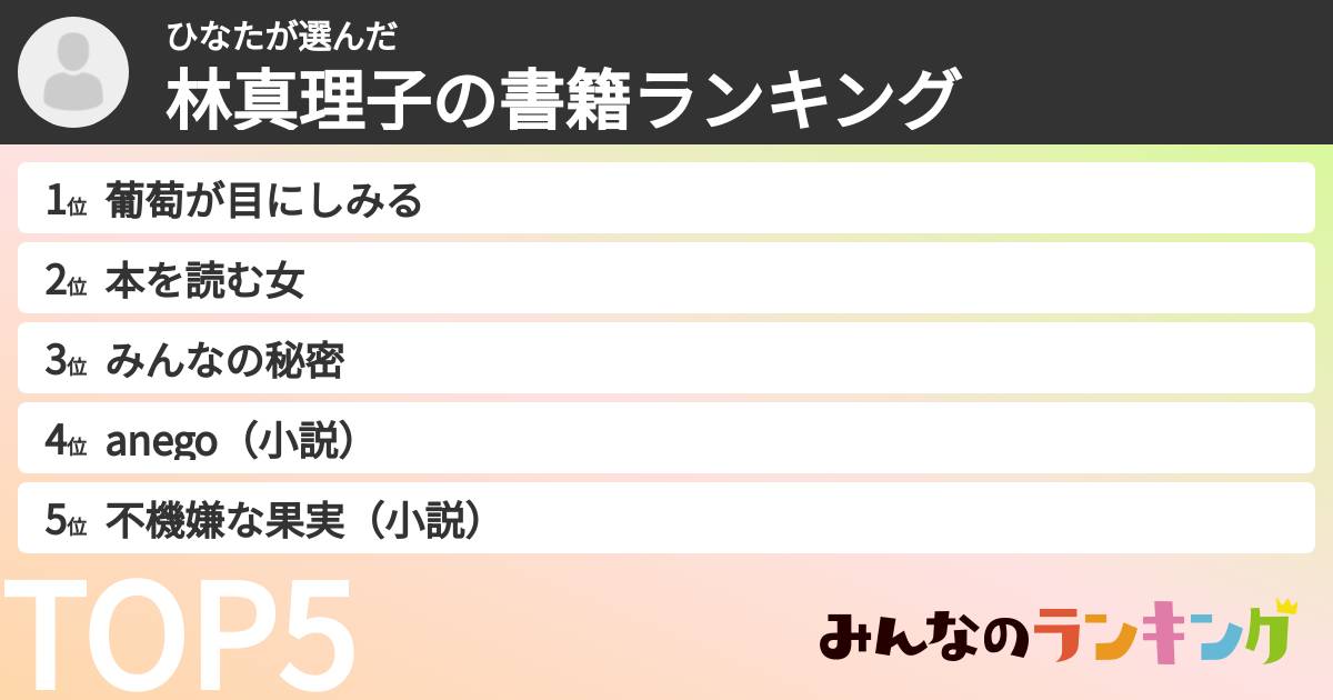 ひなたさんの「林真理子の書籍ランキング」