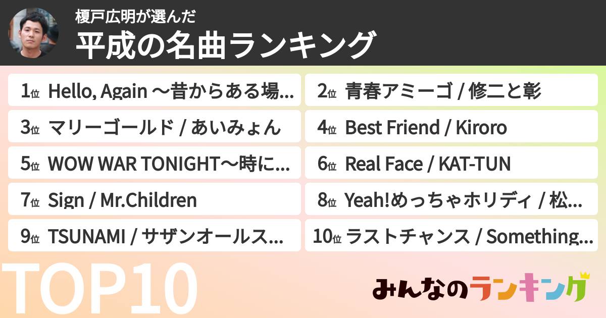 榎戸広明さんの「平成の名曲ランキング」