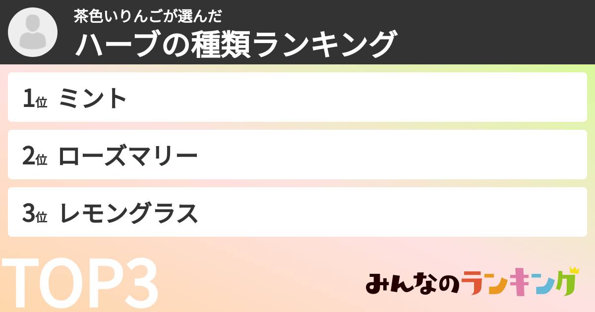 茶色いりんごさんの「ハーブの種類ランキング」