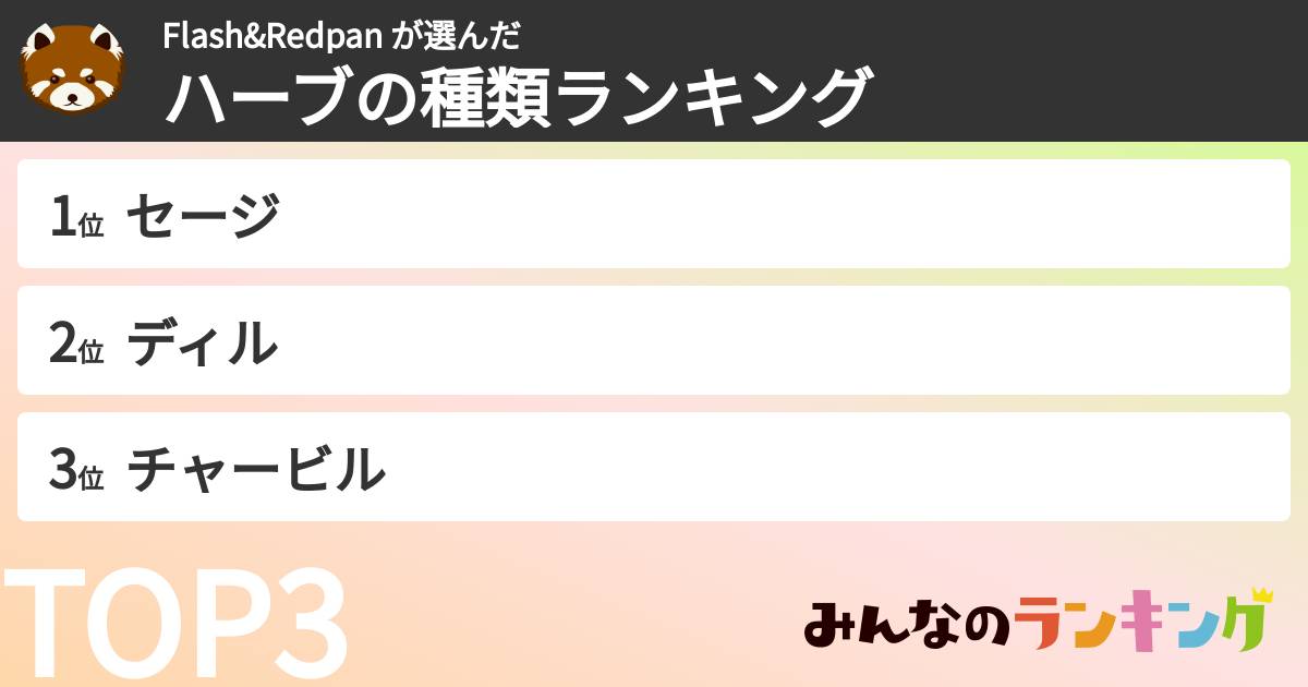 Flash&Redpan さんの「ハーブの種類ランキング」