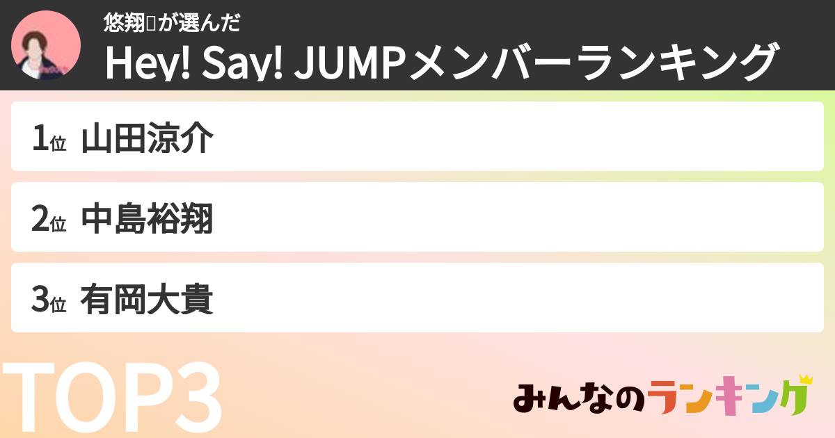 悠翔🐹さんの「Hey! Say! JUMPメンバーランキング」
