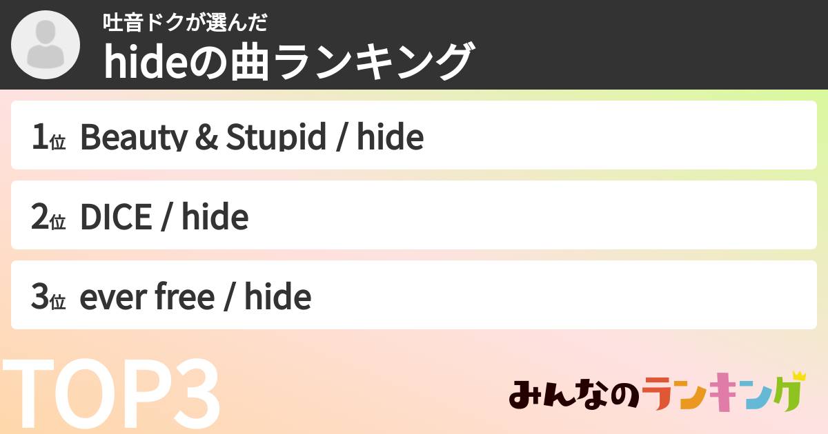 吐音ドクさんの「hideの曲ランキング」