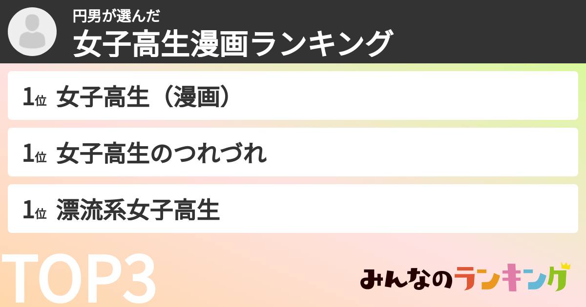 円男さんの「女子高生漫画ランキング」