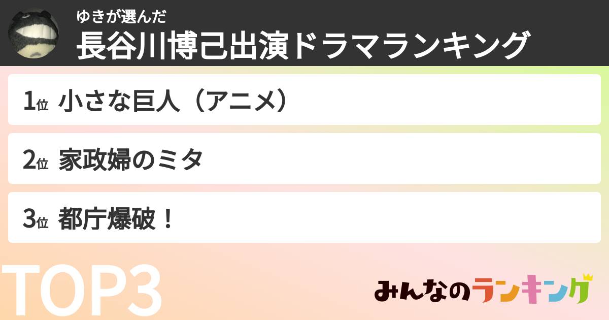 ゆきさんの「長谷川博己出演ドラマランキング」