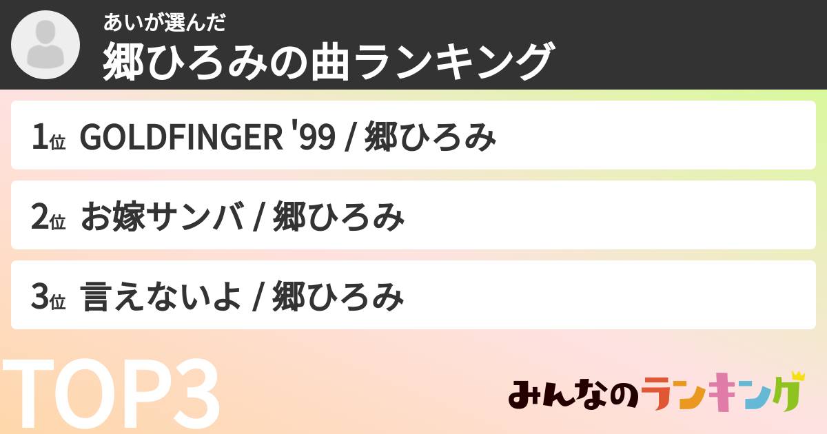 あいさんの「郷ひろみの曲ランキング」
