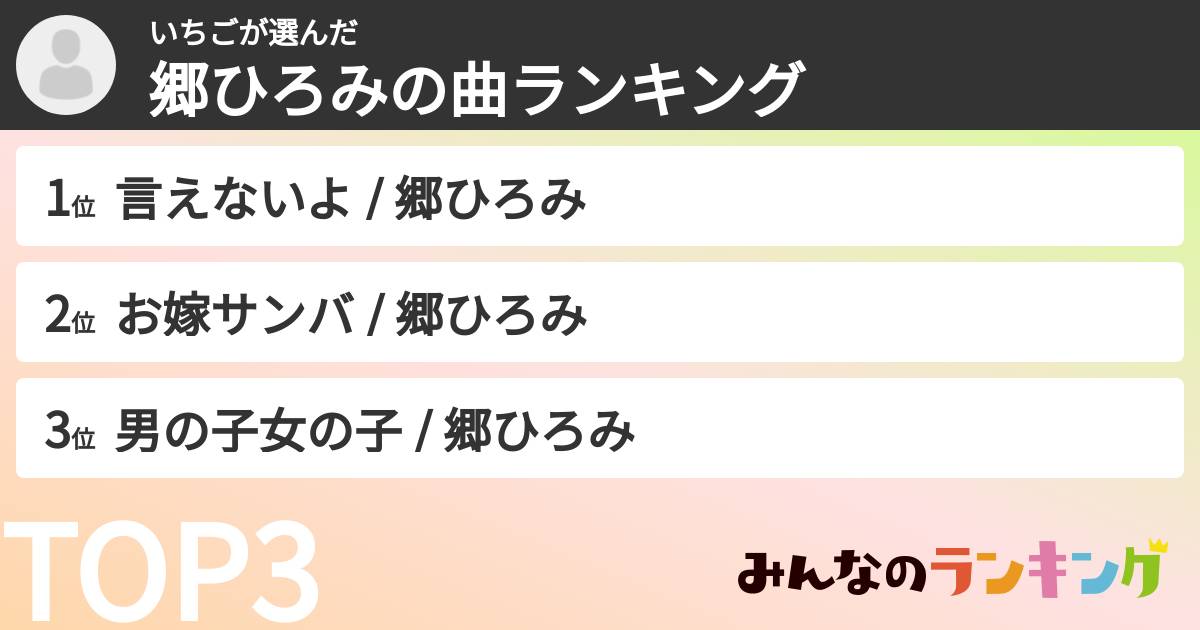 いちごさんの「郷ひろみの曲ランキング」