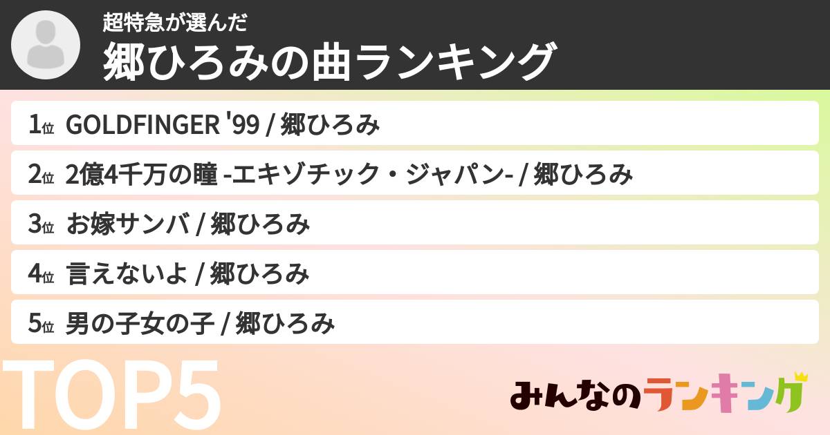 超特急さんの「郷ひろみの曲ランキング」