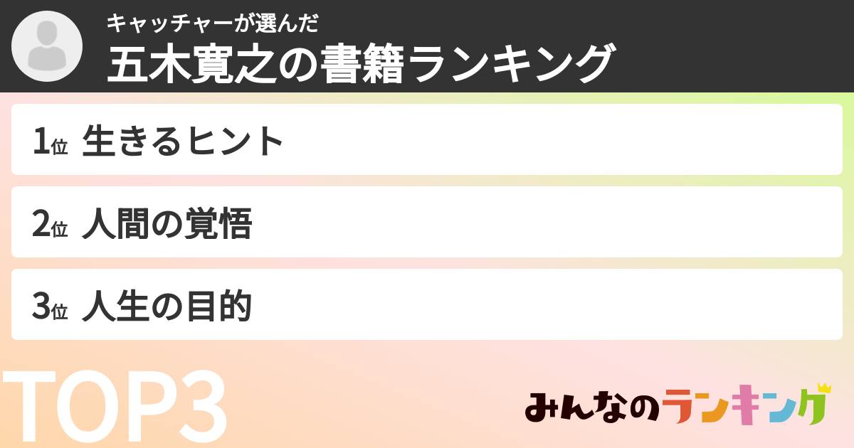 キャッチャーさんの「五木寛之の書籍ランキング」