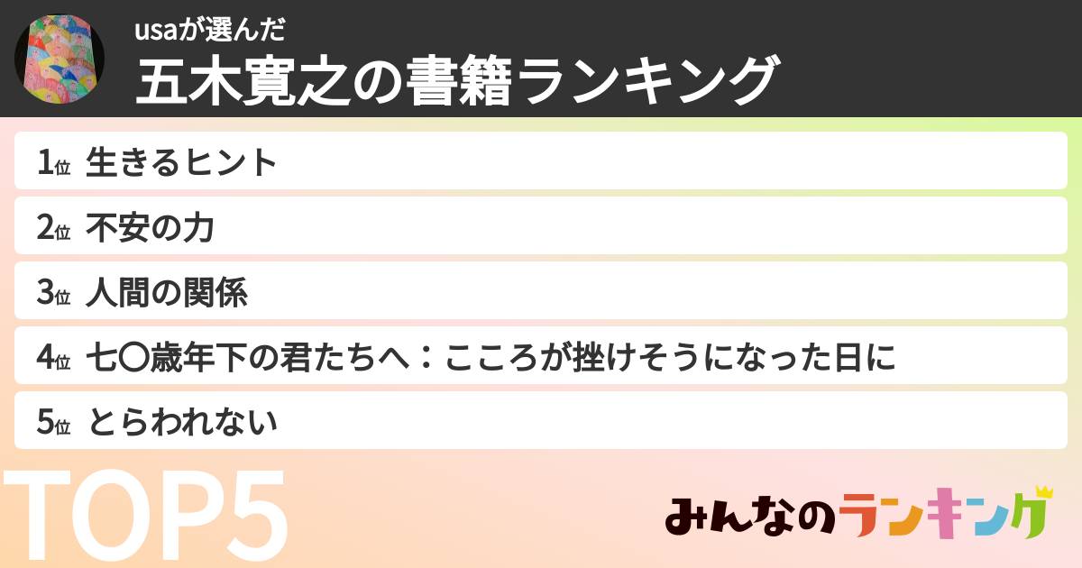 usaさんの「五木寛之の書籍ランキング」