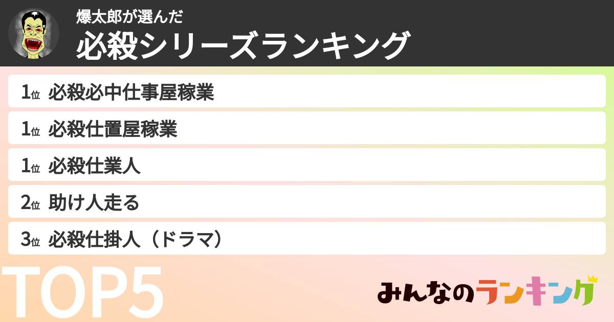 爆太郎さんの「必殺シリーズランキング」