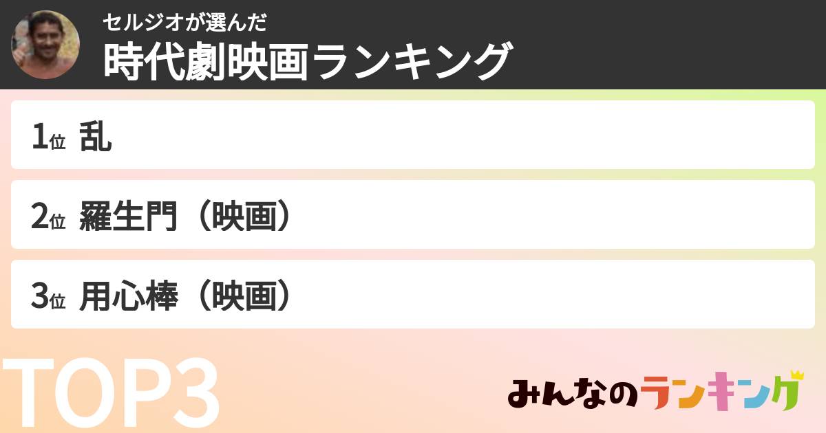 セルジオさんの「時代劇映画ランキング」