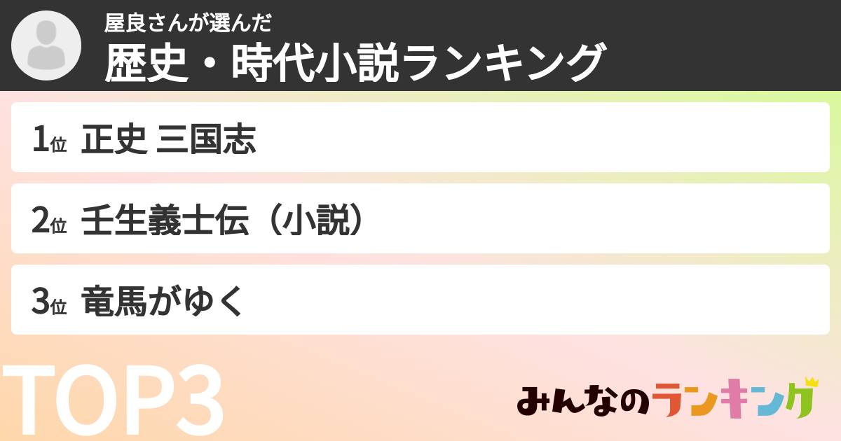 屋良さんさんの「歴史・時代小説ランキング」