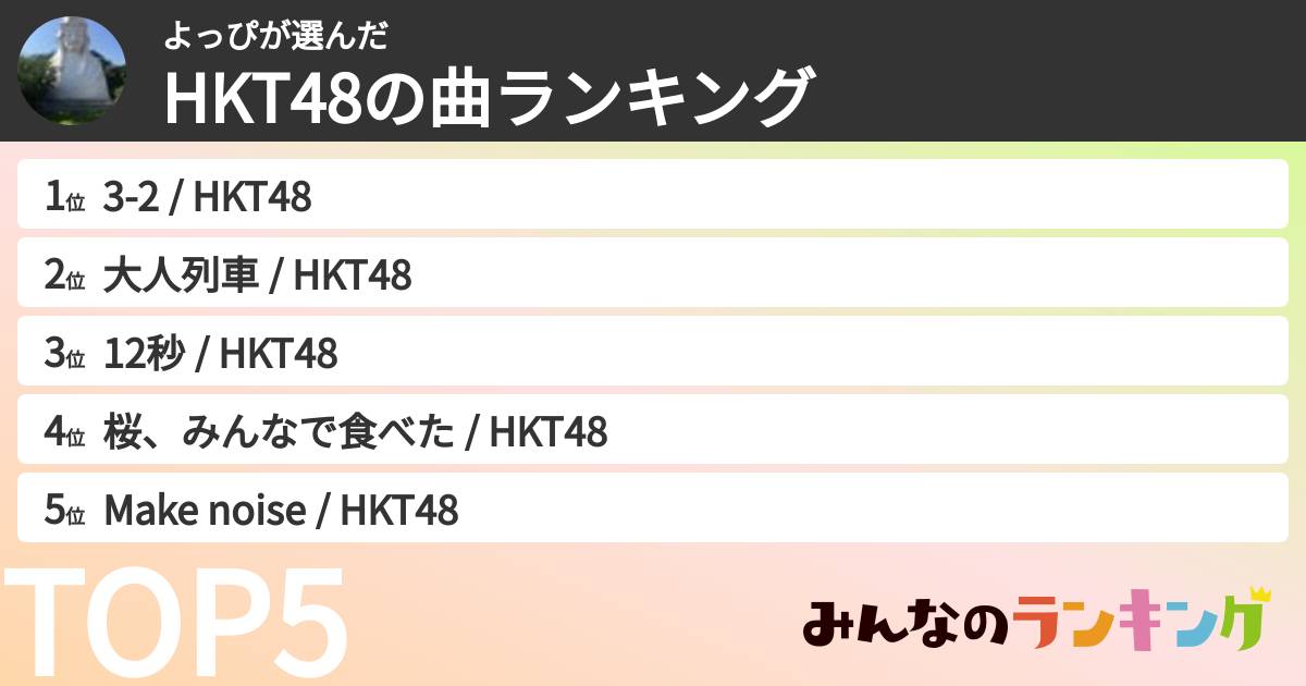 よっぴさんの「HKT48の曲ランキング」