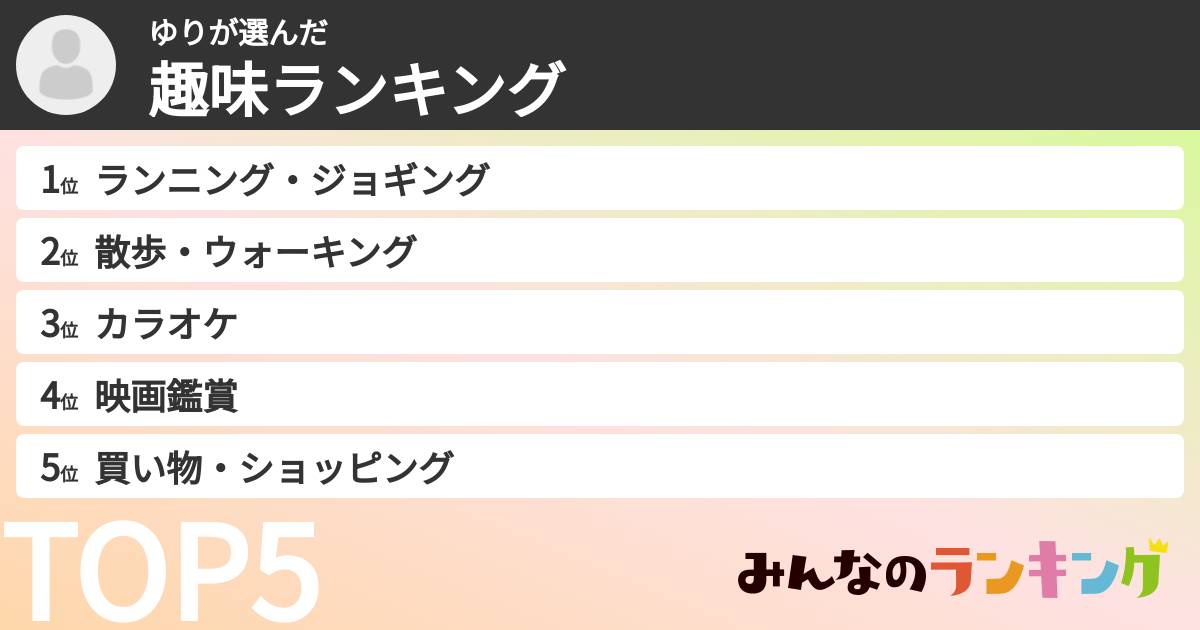 ゆりさんの「趣味ランキング」