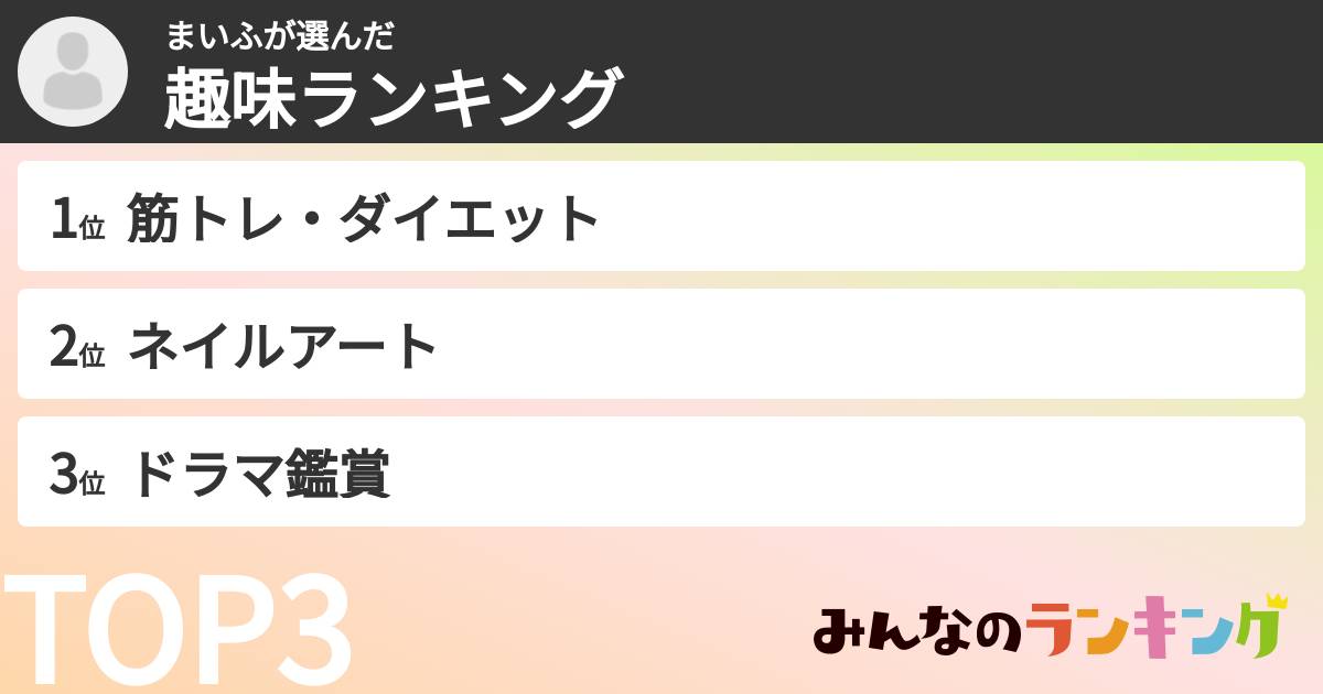 まいふさんの「趣味ランキング」