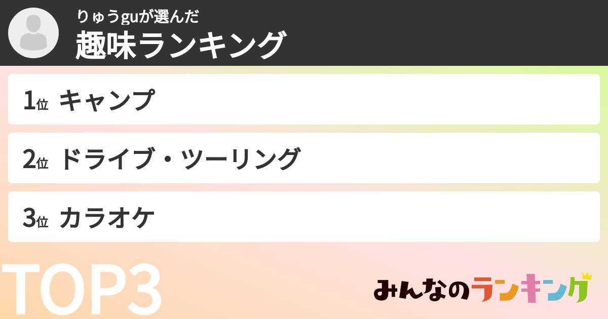 りゅうguさんの「趣味ランキング」