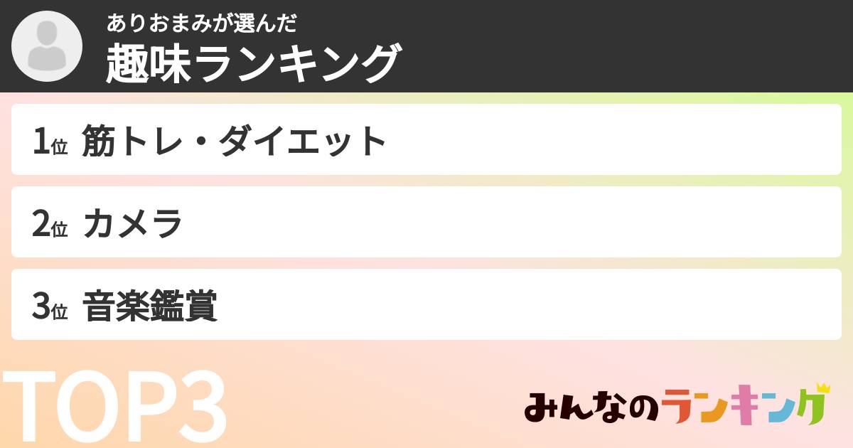 ありおまみさんの「趣味ランキング」