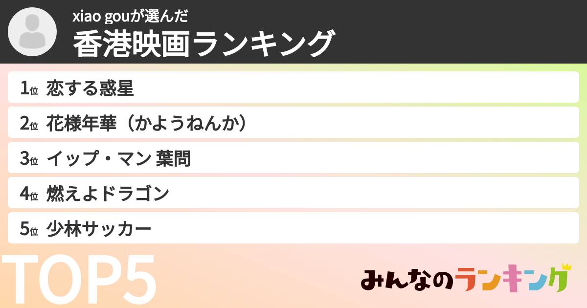 xiao gouさんの「香港映画ランキング」