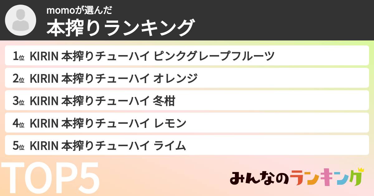 momoさんの「本搾りランキング」
