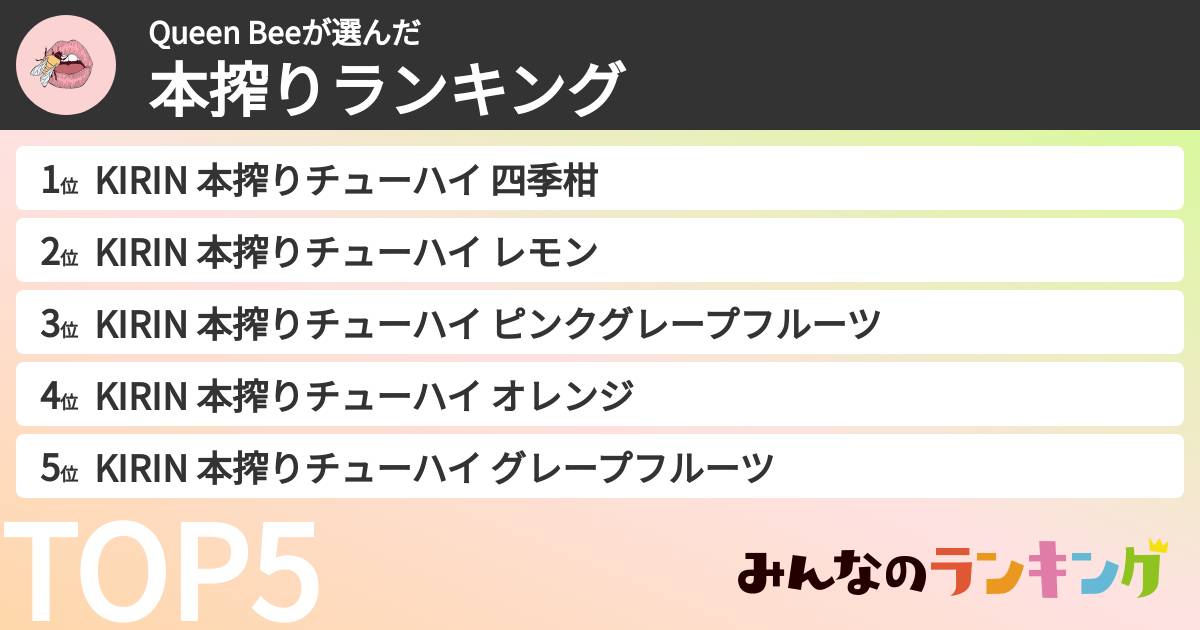 Queen Beeさんの「本搾りランキング」
