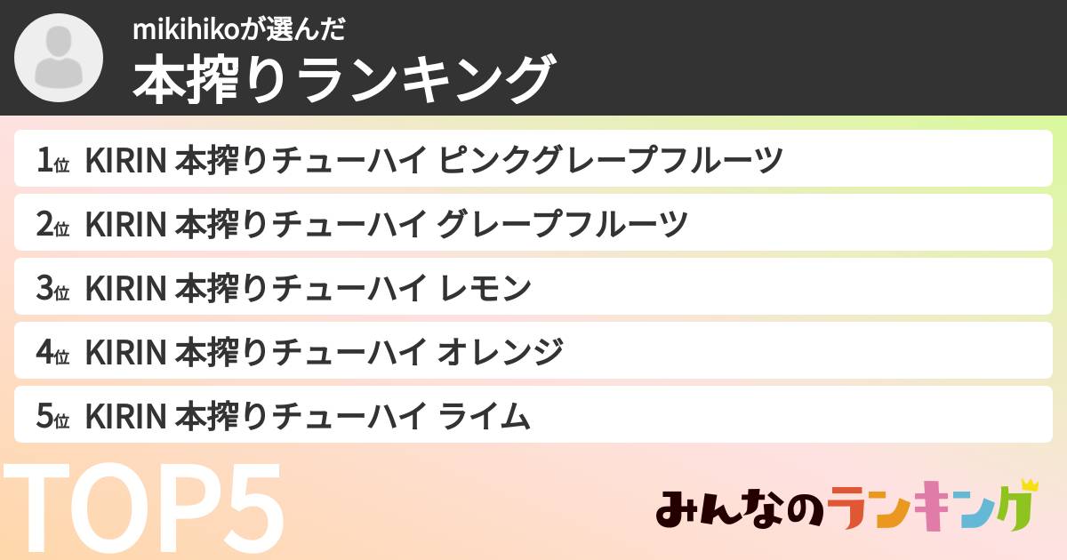 mikihikoさんの「本搾りランキング」