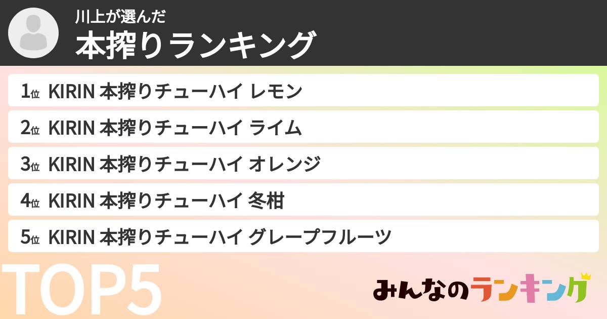川上さんの「本搾りランキング」