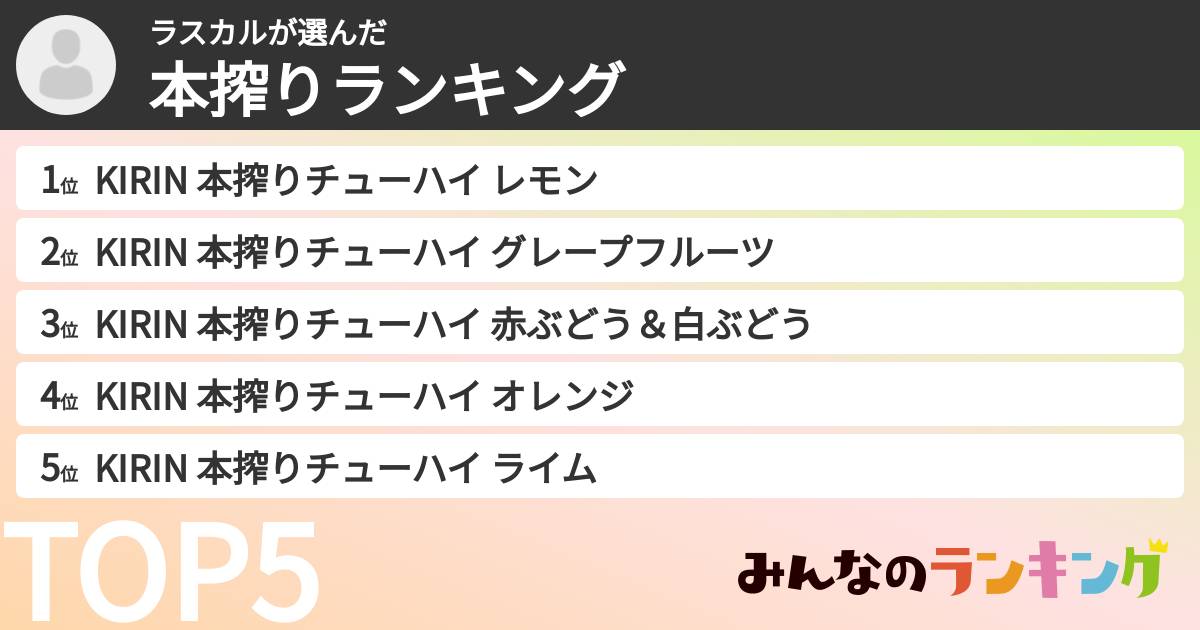 ラスカルさんの「本搾りランキング」