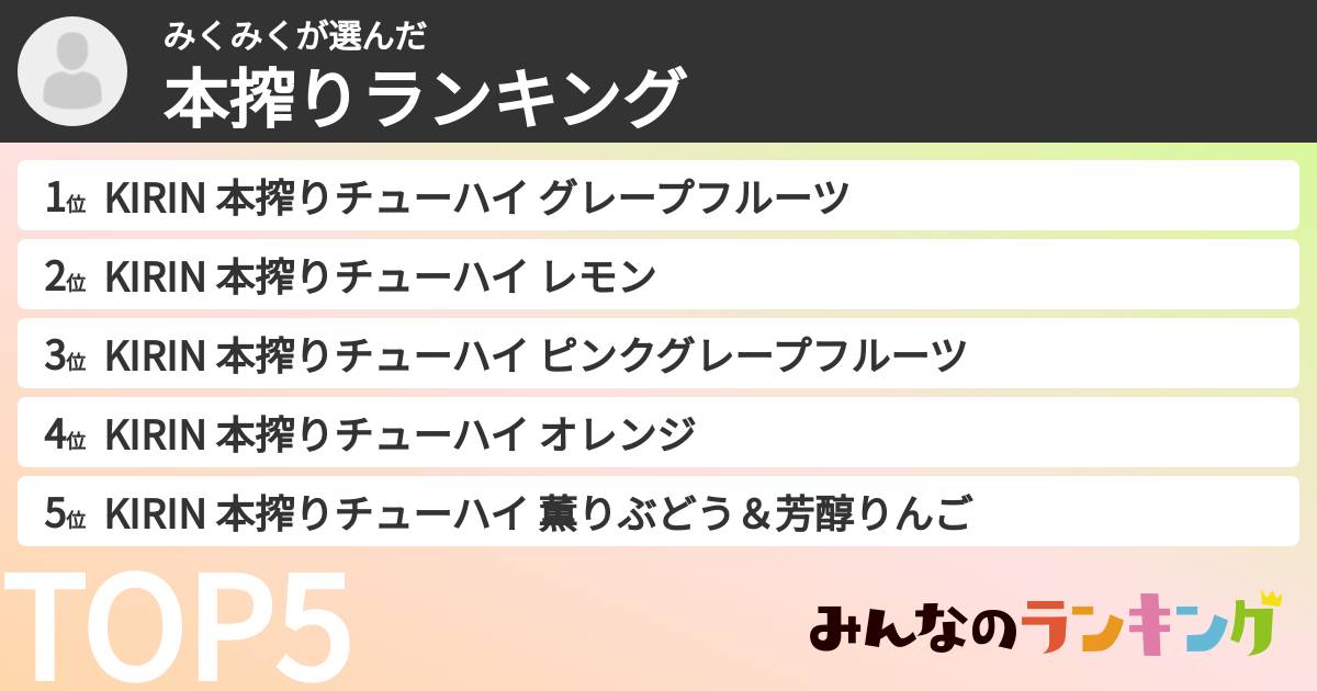 みくみくさんの「本搾りランキング」