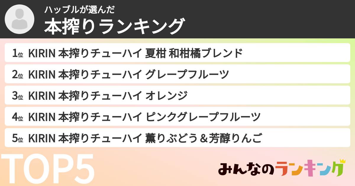 ハッブルさんの「本搾りランキング」