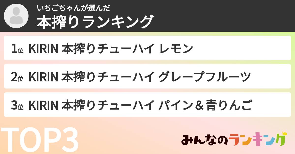 いちごちゃんさんの「本搾りランキング」