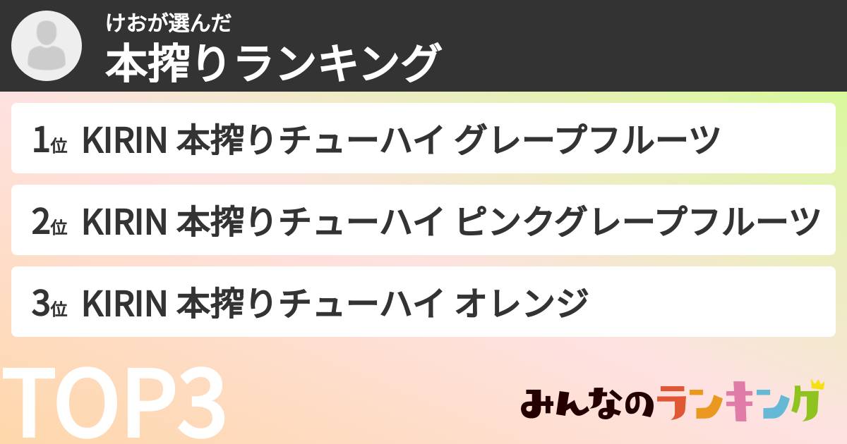 けおさんの「本搾りランキング」