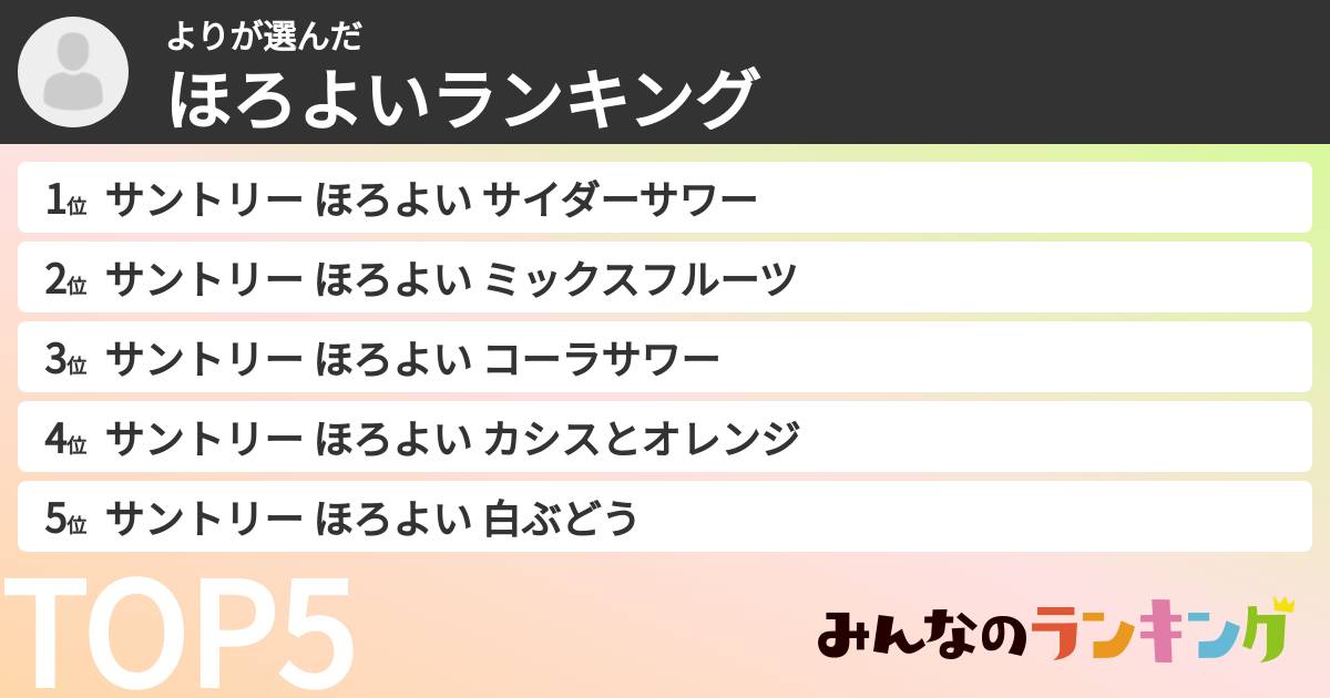 よりさんの「ほろよいランキング」