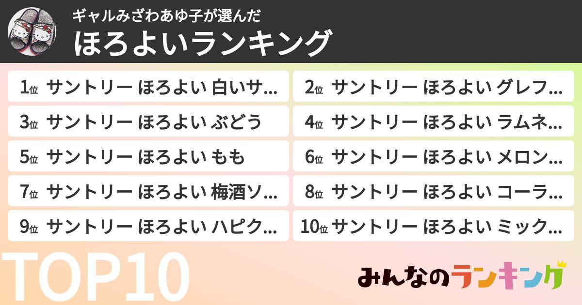 ギャルみざわあゆ子さんの「ほろよいランキング」