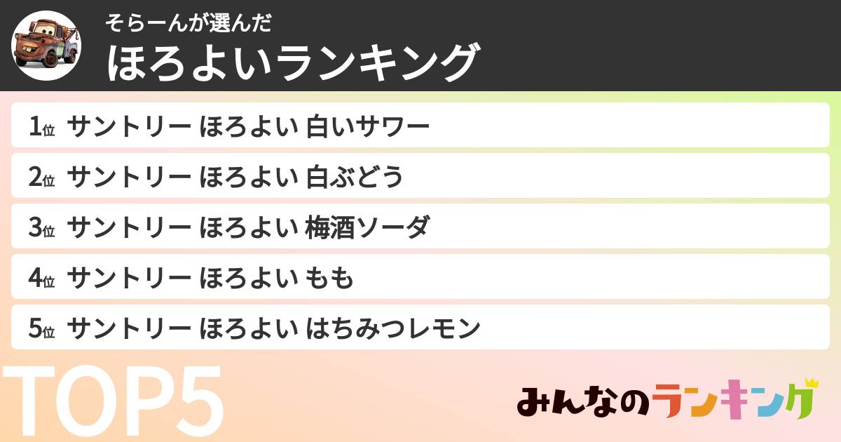 そらーんさんの「ほろよいランキング」