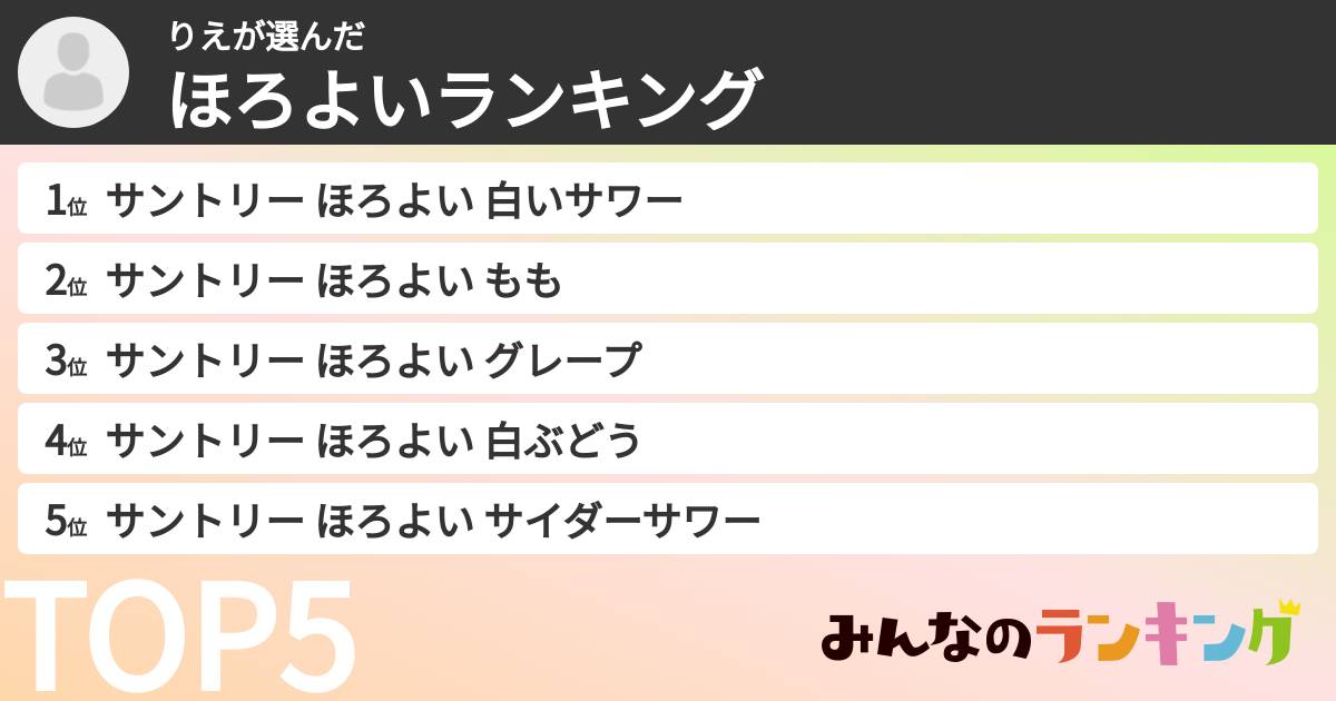 りえさんの「ほろよいランキング」