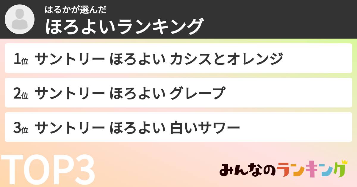 はるかさんの「ほろよいランキング」