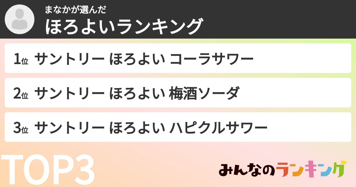 まなかさんの「ほろよいランキング」
