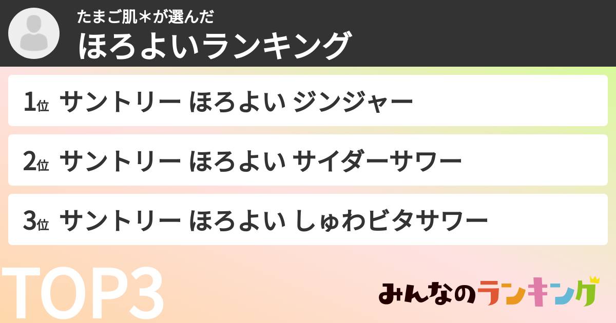 たまご肌＊さんの「ほろよいランキング」
