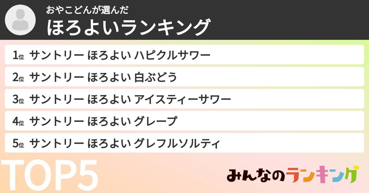 おやこどんさんの「ほろよいランキング」