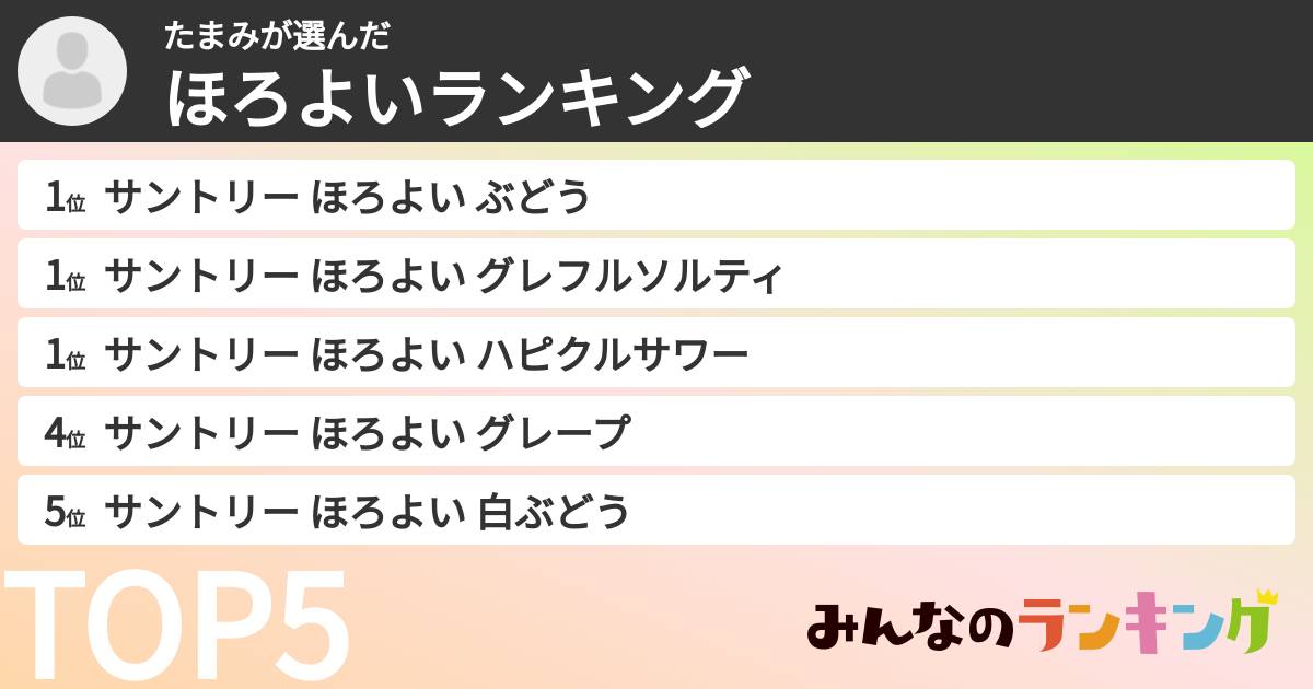 たまみさんの「ほろよいランキング」