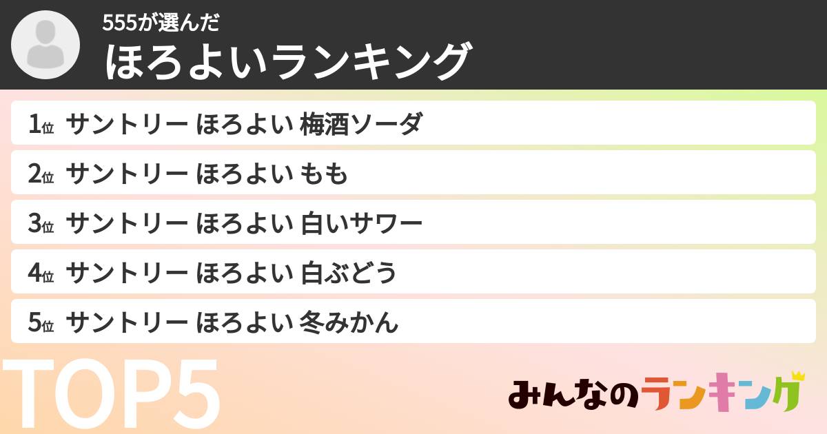 555さんの「ほろよいランキング」