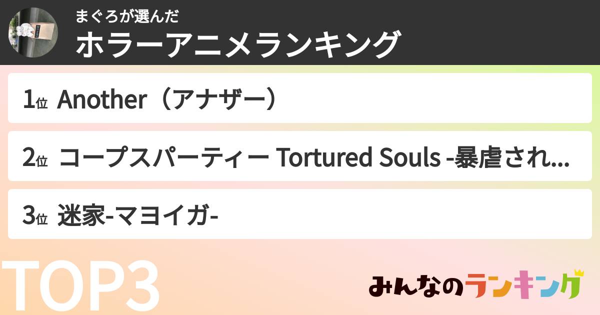 まぐろさんの「ホラーアニメランキング」
