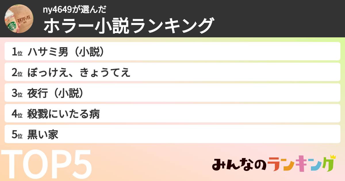 ny4649さんの「ホラー小説ランキング」