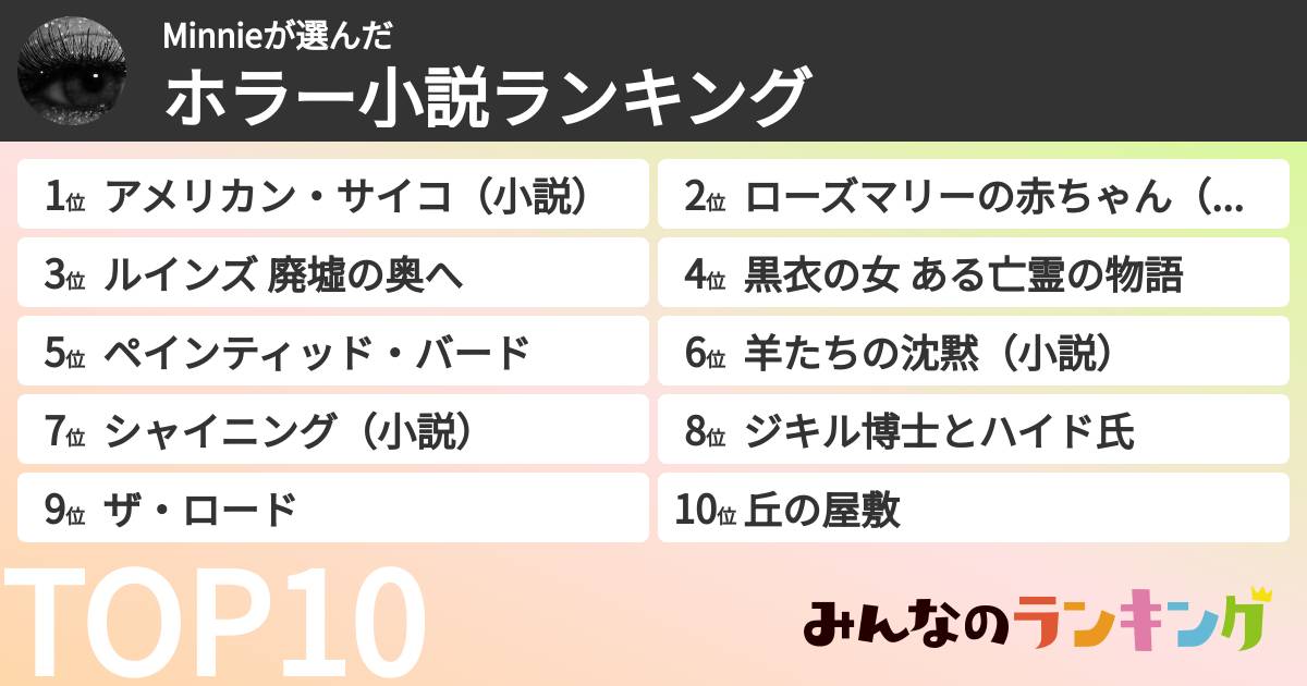 Minnieさんの「ホラー小説ランキング」
