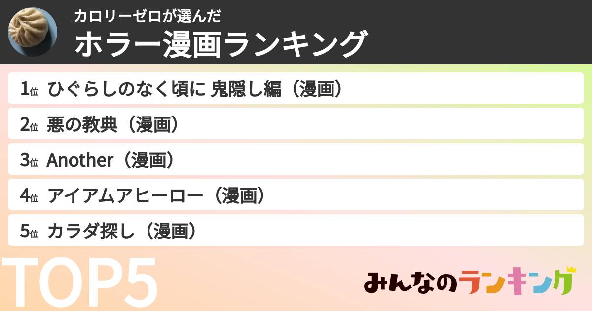 カロリーゼロさんの「ホラー漫画ランキング」