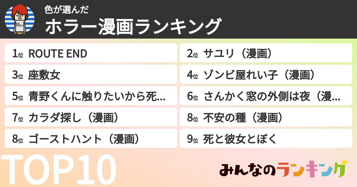色さんの「ホラー漫画ランキング」