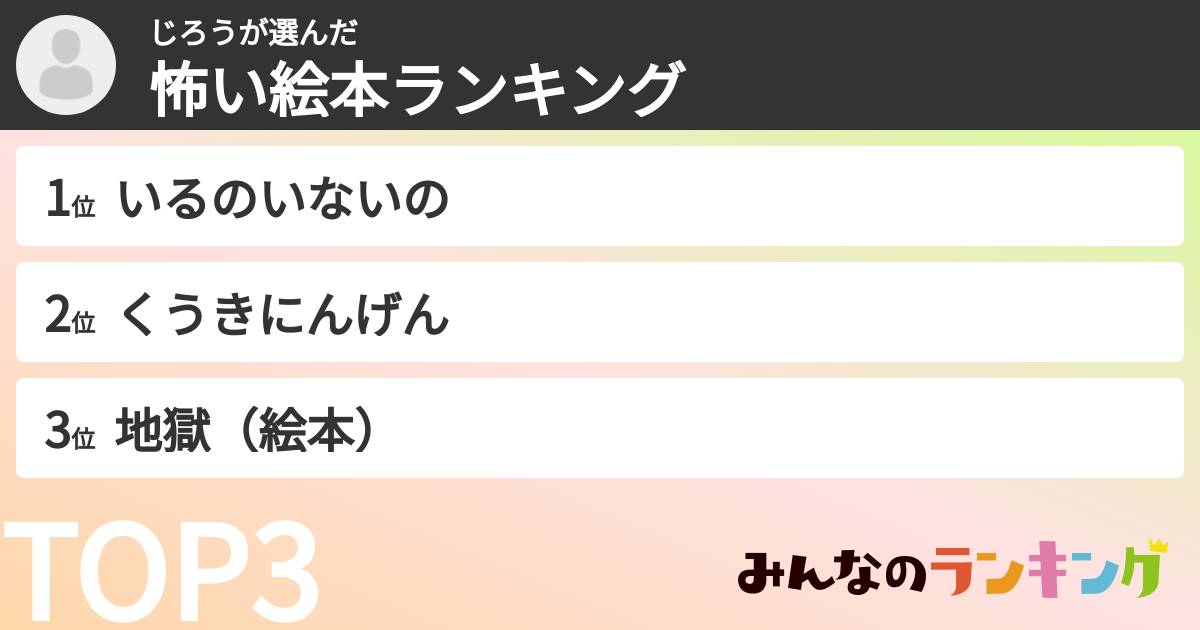 じろうさんの「怖い絵本ランキング」