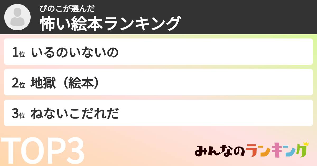ぴのこさんの「怖い絵本ランキング」