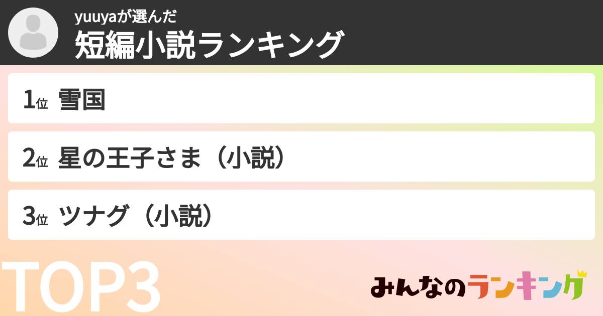 yuuyaさんの「短編小説ランキング」